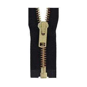 #10 Metal, Black, 30" YKK Separating Jacket Zipper with Brass Teeth, #9JK-30-BLK-B