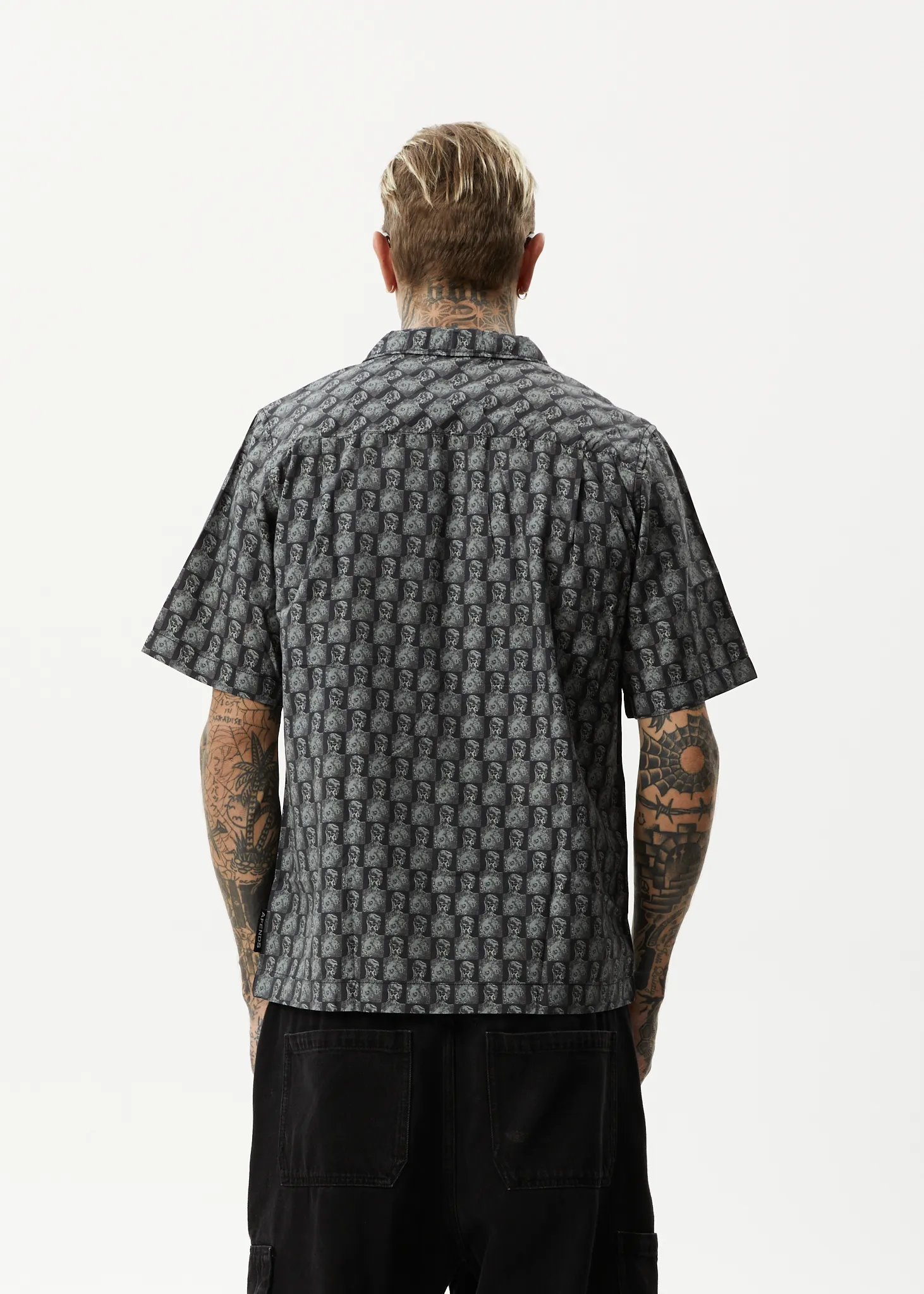 AFENDS Mens Worldstar - Cuban Short Sleeve Shirt - Black