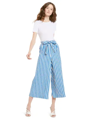 Alice   Olivia - Loni Smocked Gaucho Pant Imperial Blue/Cream Stripe