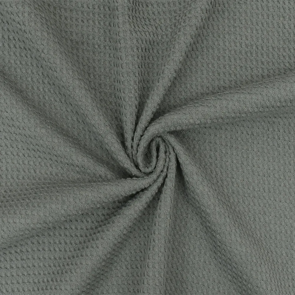 Ash Gray Textured 3D Mesh-Like  Stretch Cotton Double Knit Fabric