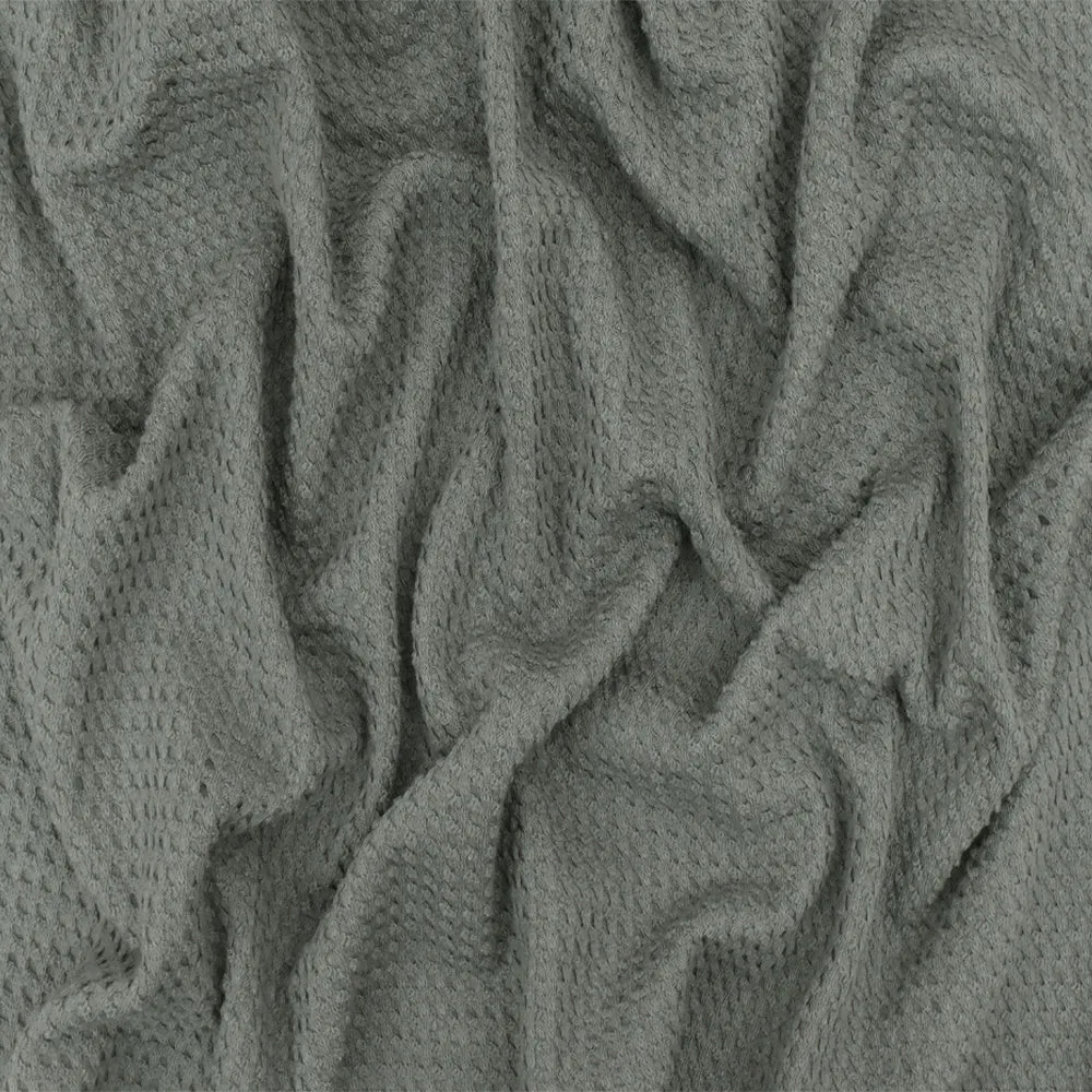 Ash Gray Textured 3D Mesh-Like  Stretch Cotton Double Knit Fabric