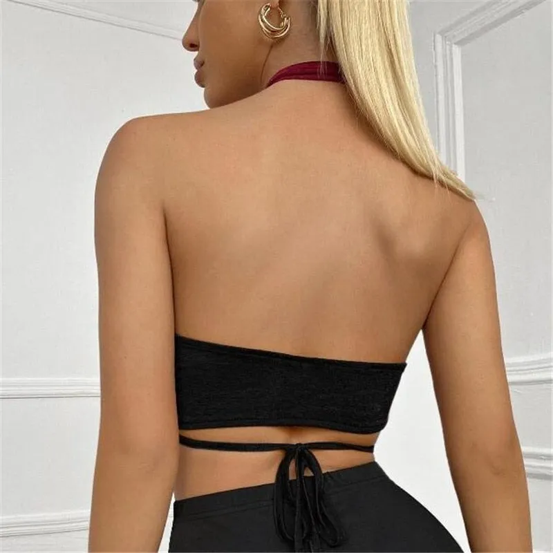 Bandage Halter Backless Crop Tops