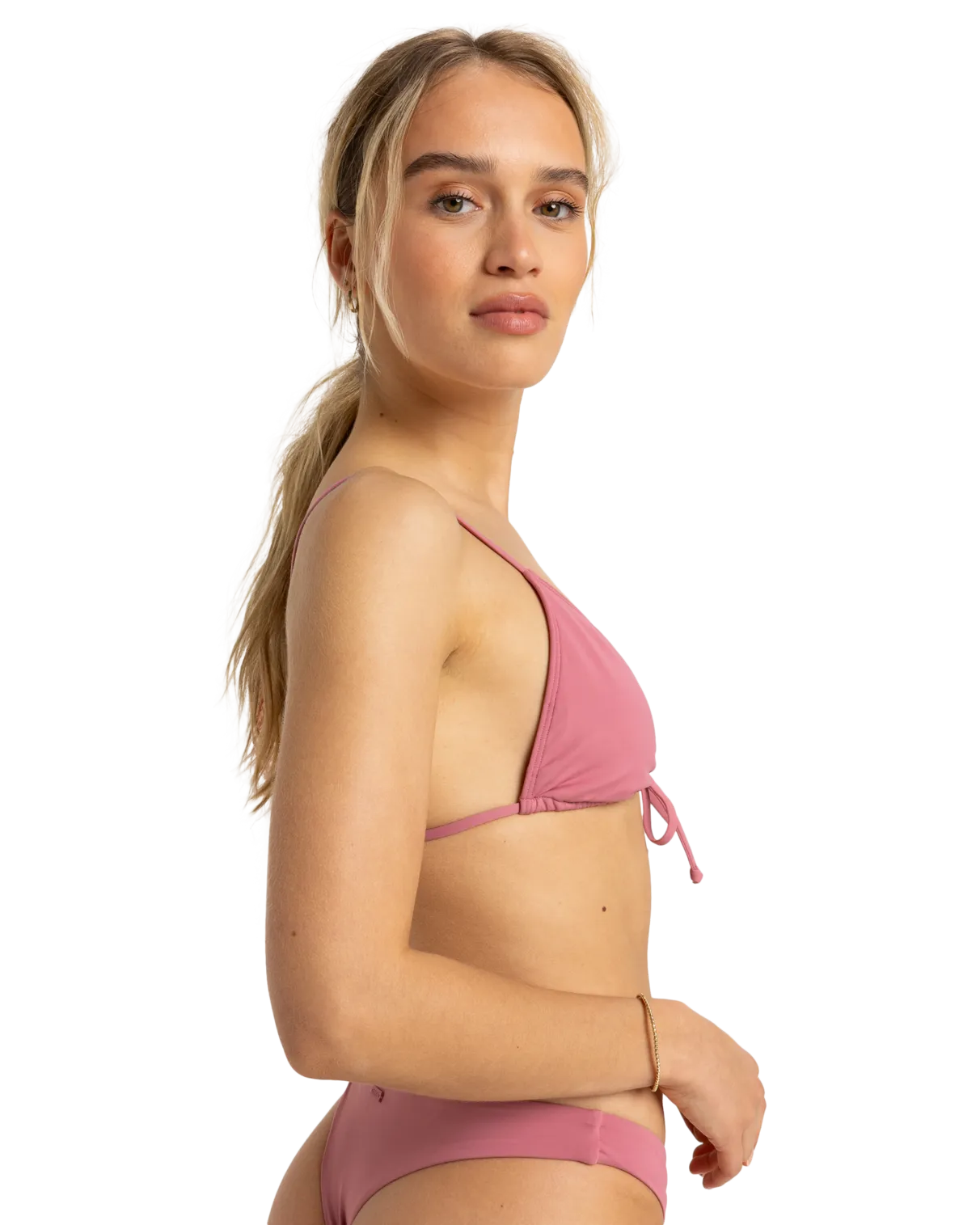 Beach Classics Strappy Tri Bikini Top in Heather Rose