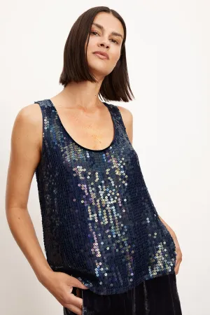 BEHATI Sequin Tank Top in Baltic