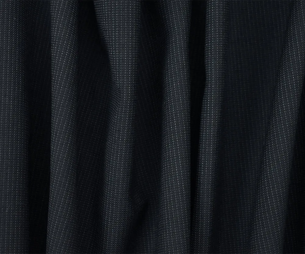 Black-Gray Wool Polyester Dobby Woven Suiting Fabric