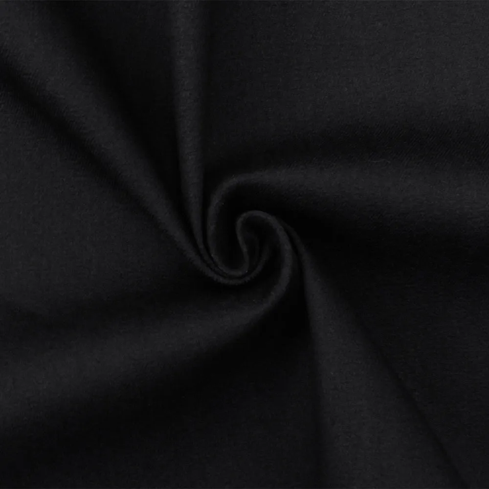 Black Solid Stretch Poly Spandex Twill Woven Fabric