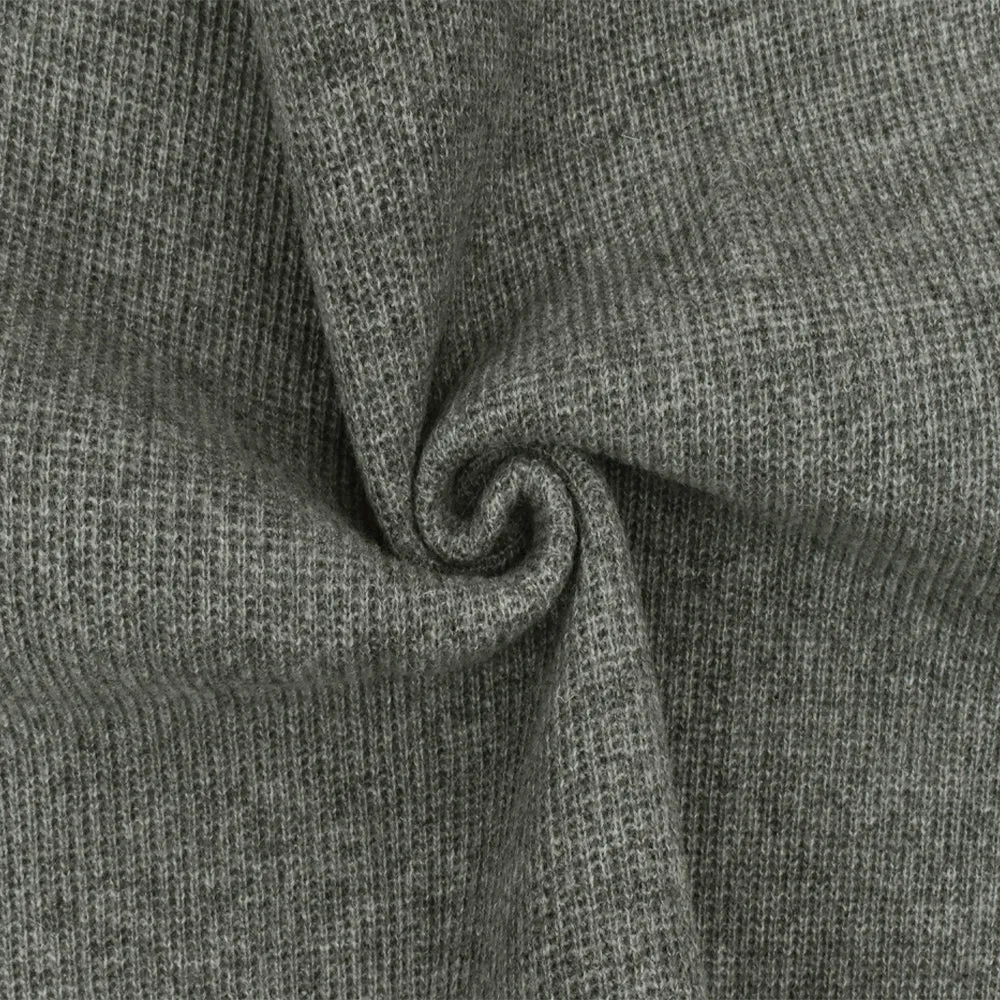 Black- Storm Gray Solid Polyester-Wool Bonded Double Knit Fabric