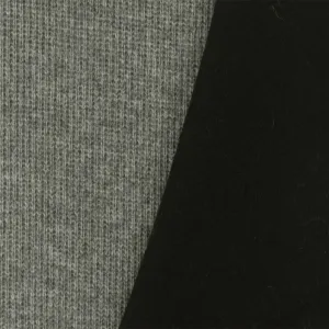 Black- Storm Gray Solid Polyester-Wool Bonded Double Knit Fabric