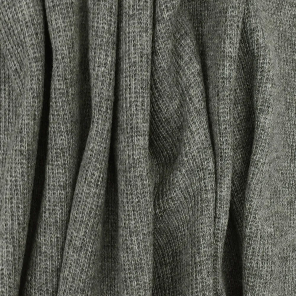 Black- Storm Gray Solid Polyester-Wool Bonded Double Knit Fabric