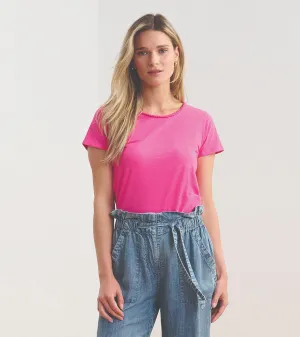 Braided Neck Tee - Fuschia