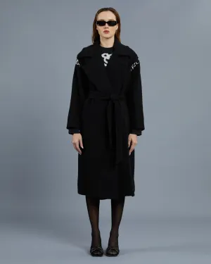 Brand Knit Paneled Coat