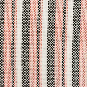 Bright Orange-Black-White Stripe Poly-Linen Dobby Woven Fabric