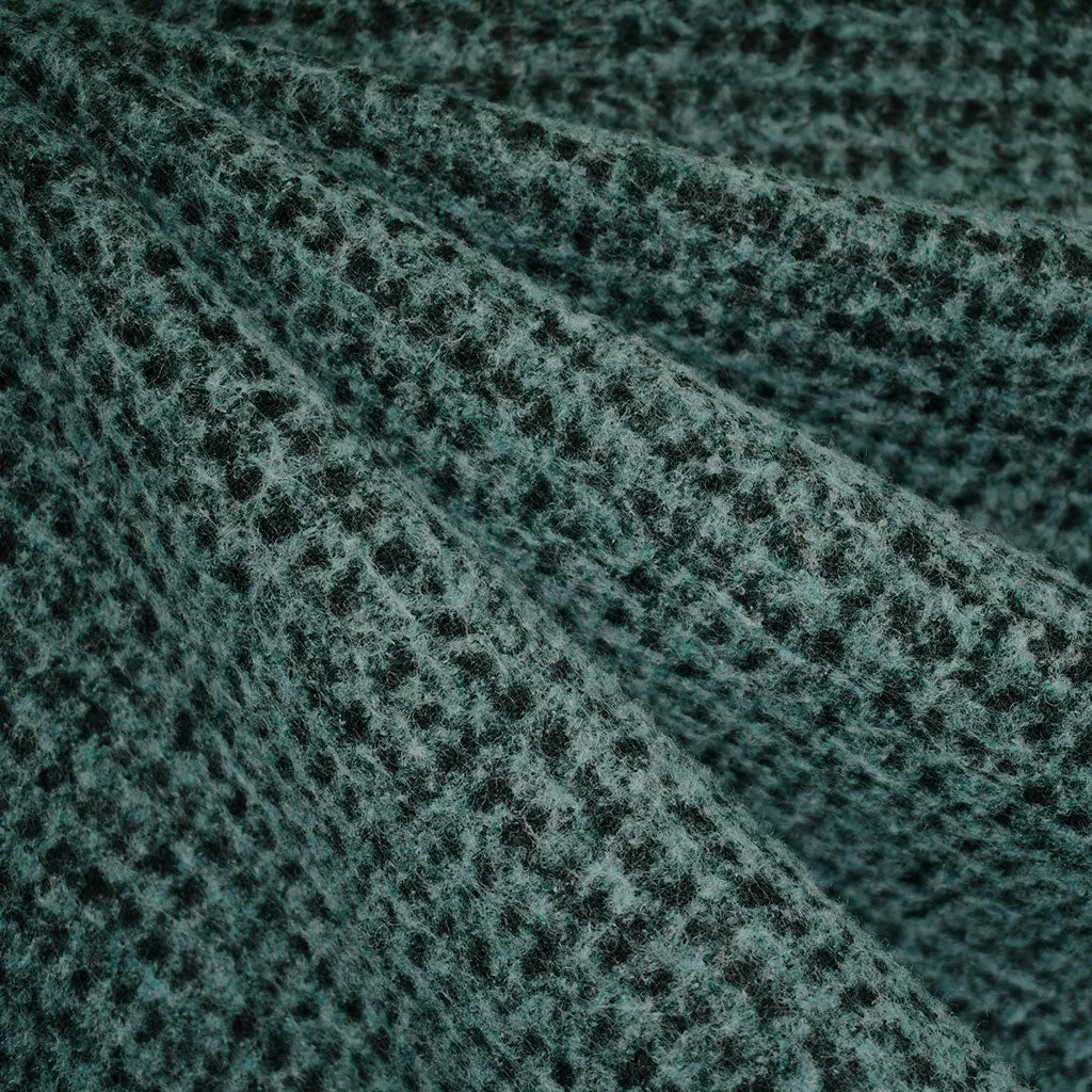 Brushed Houndstooth Textured Wool Blend Coating Jade/Black