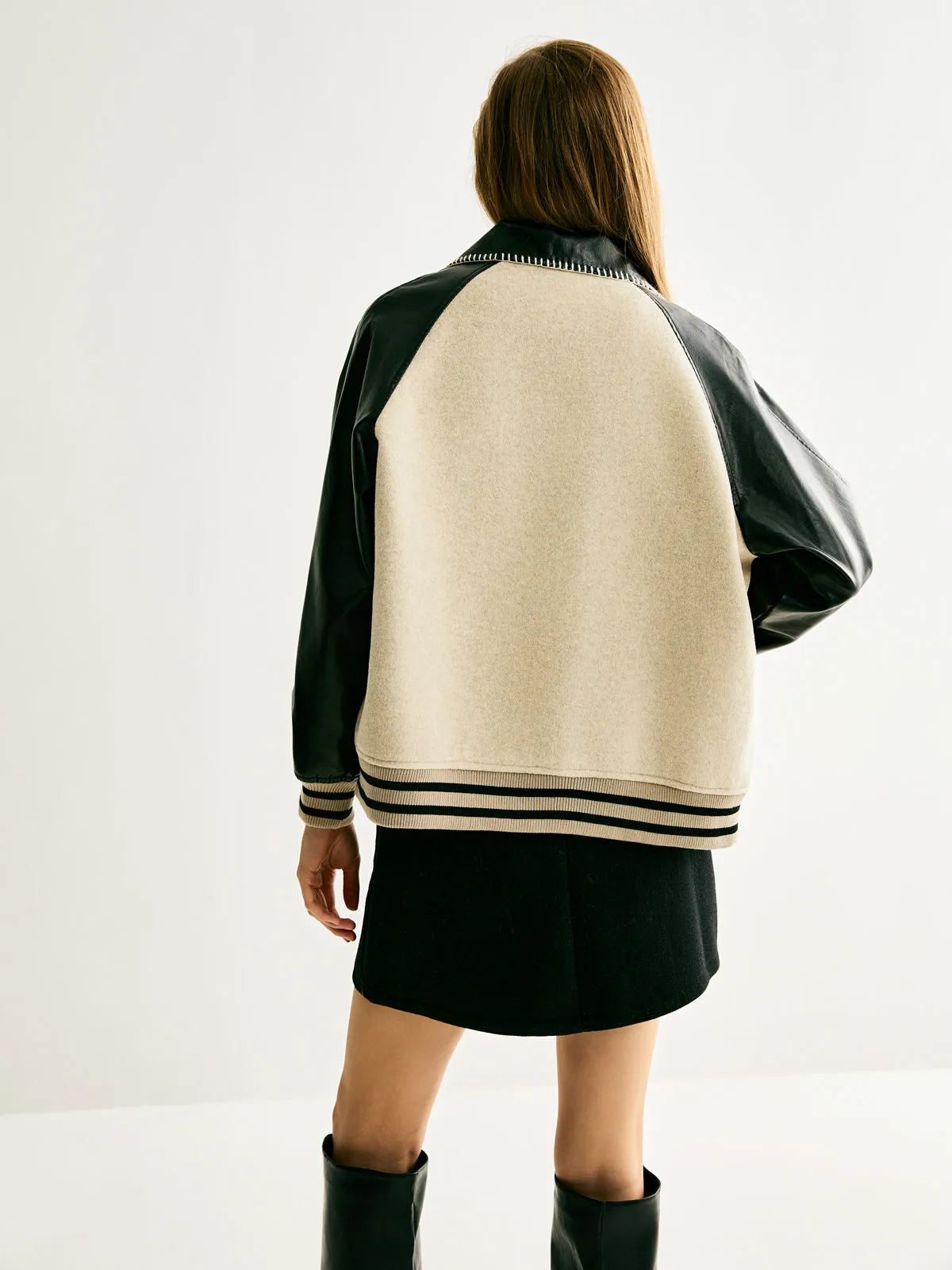 Chicmy-Autumn Jackets Outwear Athleisure Wool-Blend Panel Jacket