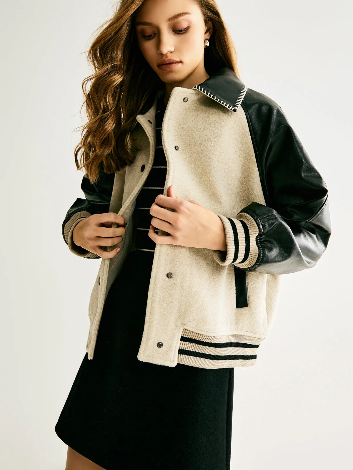 Chicmy-Autumn Jackets Outwear Athleisure Wool-Blend Panel Jacket