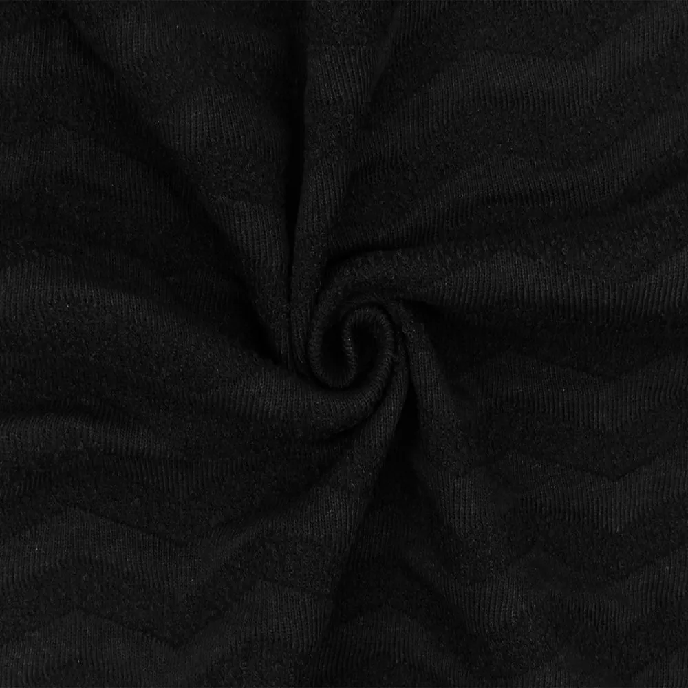 Classic Black Chevron Terry Jacquard Stretch Double Knit Fabric