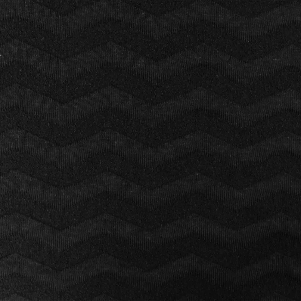 Classic Black Chevron Terry Jacquard Stretch Double Knit Fabric