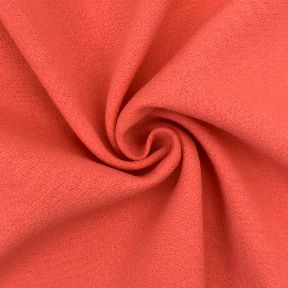 Coral Red Texture Polyester Double Weave Crepe Momie Woven Fabric