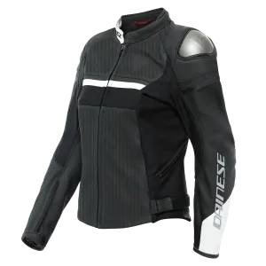 DAINESE RAPIDA LADY MATTE BLACK/MATTE BLACK/WHITE PERFORATED LEATHER WOMENS JACKET