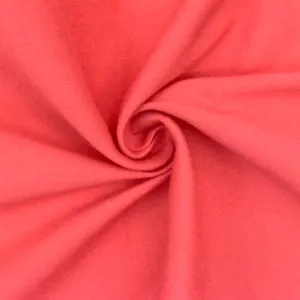 Deep Coral Red Solid Stretch Twill Woven Fabric