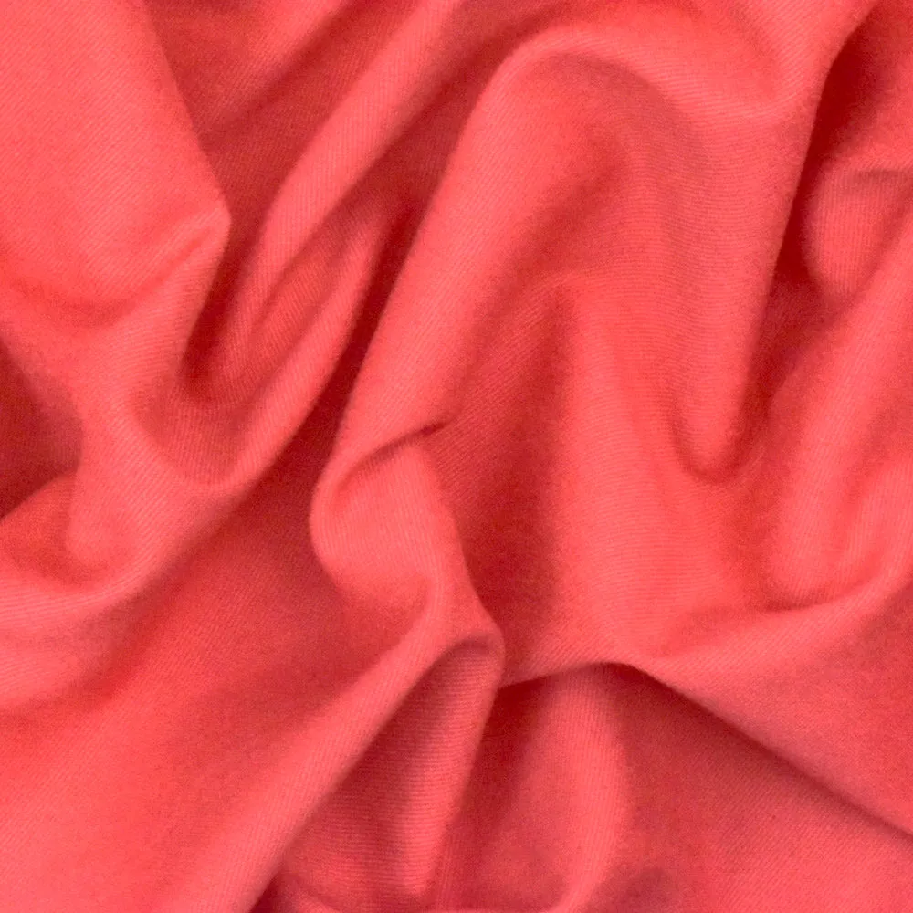 Deep Coral Red Solid Stretch Twill Woven Fabric