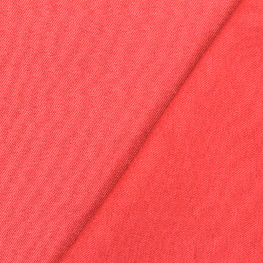 Deep Coral Red Solid Stretch Twill Woven Fabric