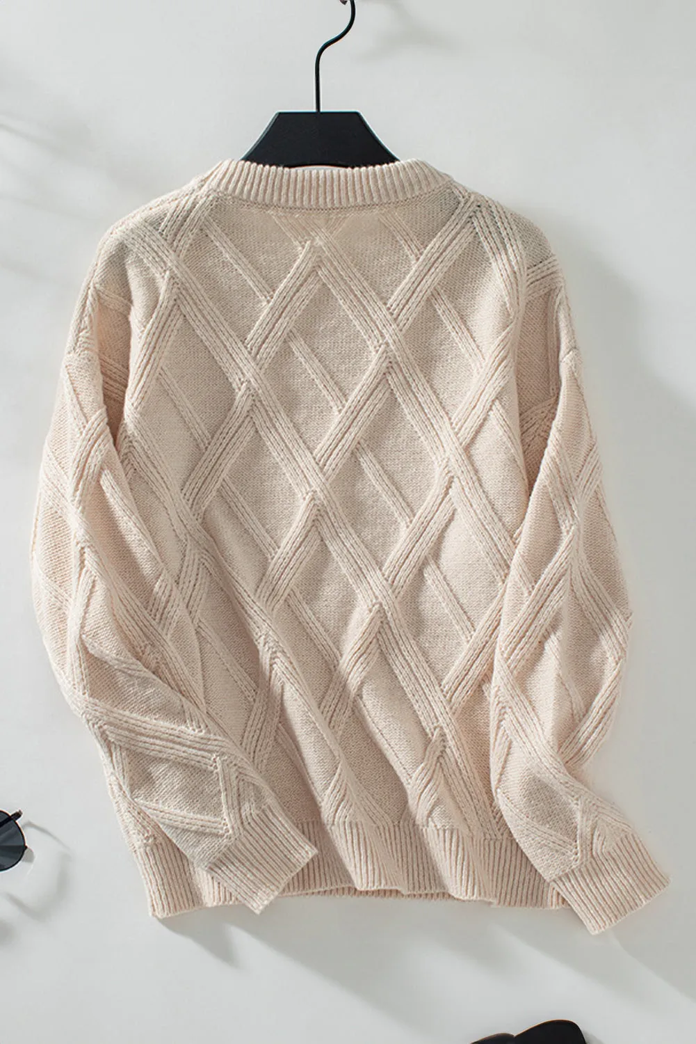 Diamond Textured Crew Neck Sweater