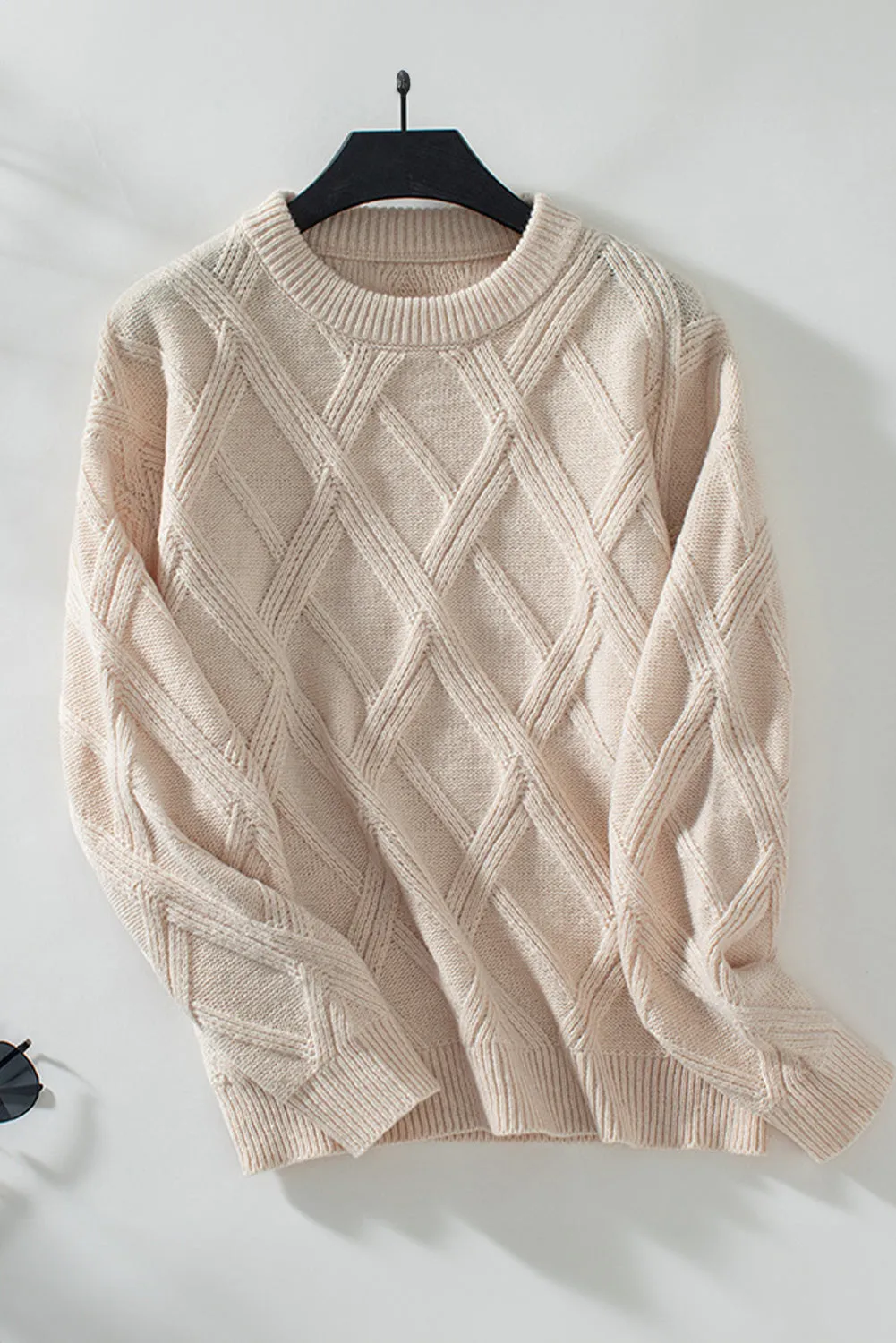 Diamond Textured Crew Neck Sweater