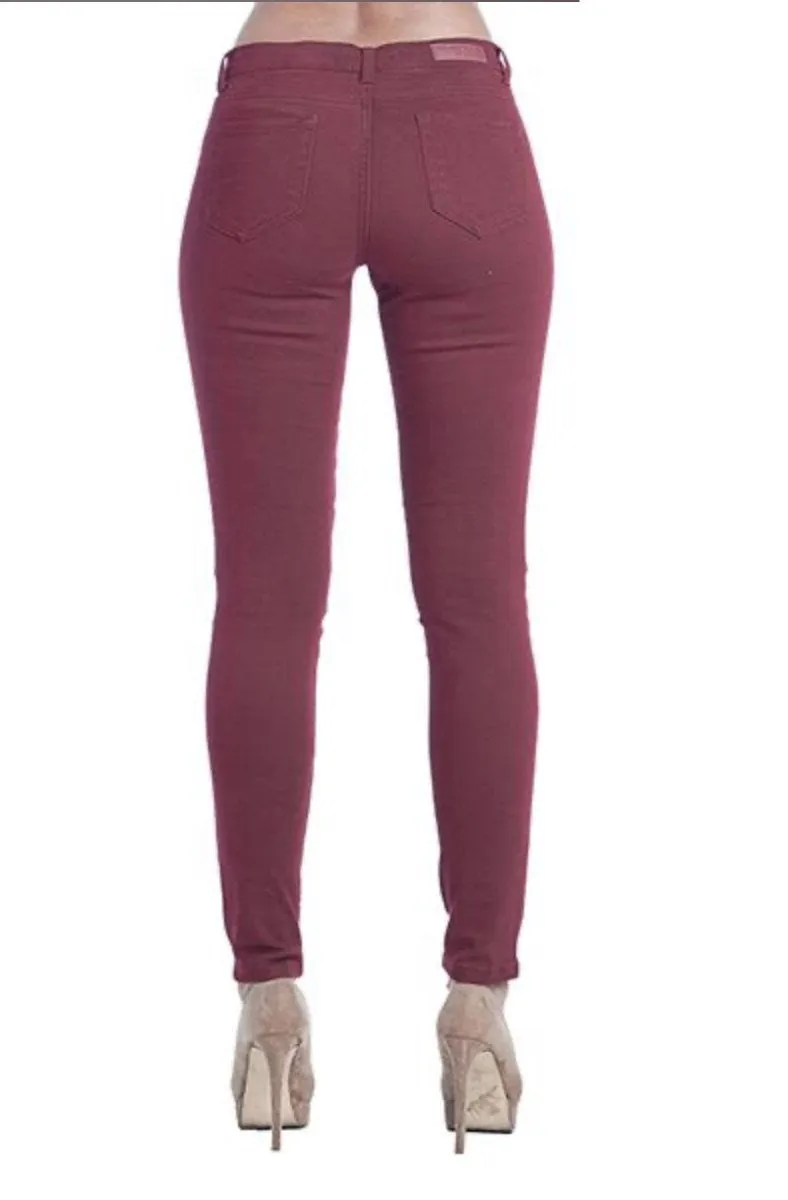 Distressed Skinny Jeans Wine Women