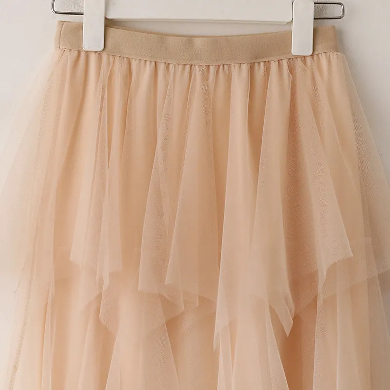 High Waist Cake Fairy Dress Sweet Look Tutu Mesh Mid-Length Skirt