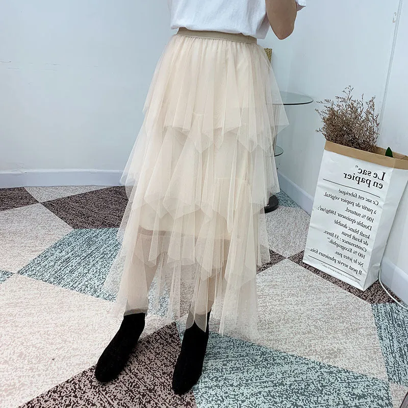 High Waist Cake Fairy Dress Sweet Look Tutu Mesh Mid-Length Skirt