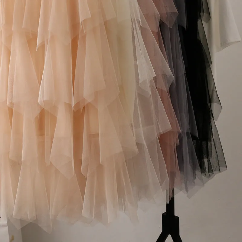 High Waist Cake Fairy Dress Sweet Look Tutu Mesh Mid-Length Skirt