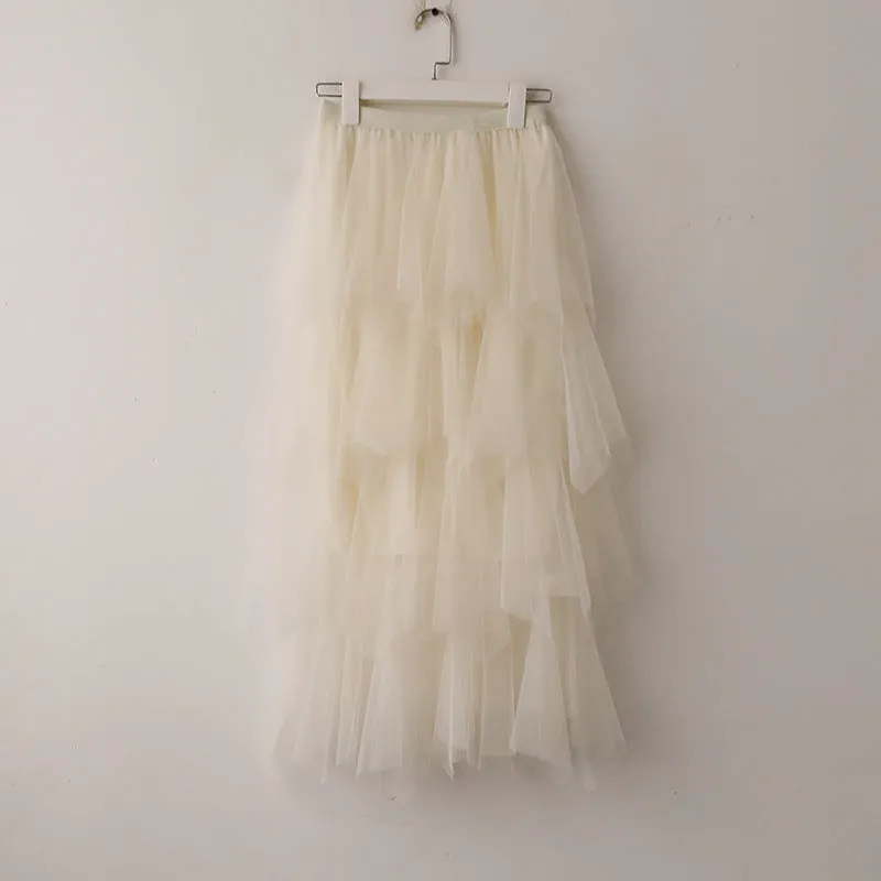 High Waist Cake Fairy Dress Sweet Look Tutu Mesh Mid-Length Skirt