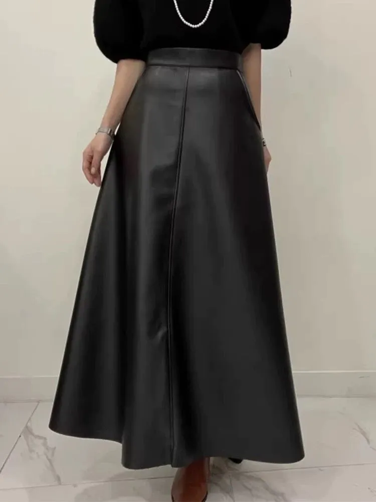 High Waist Slim Leather Skirt