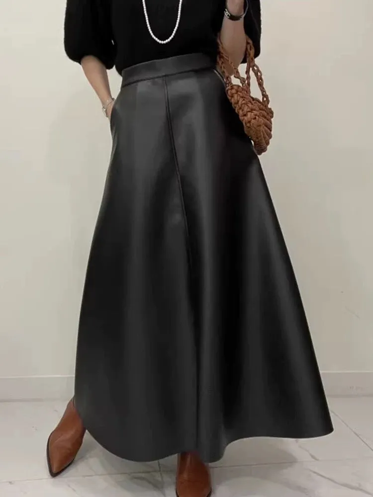 High Waist Slim Leather Skirt