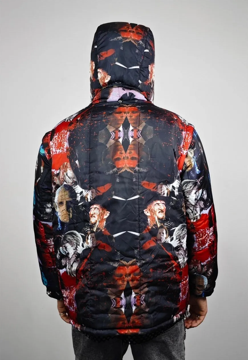 Horror bomber reversible creepy jacket detachable punk puffa