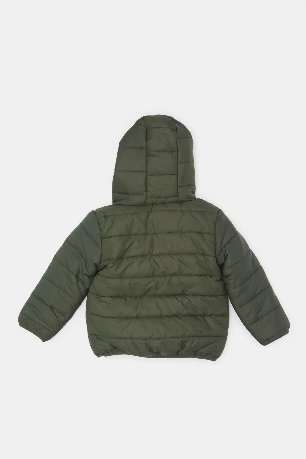 Infant Boys Olive Hooded Puffer Jacket