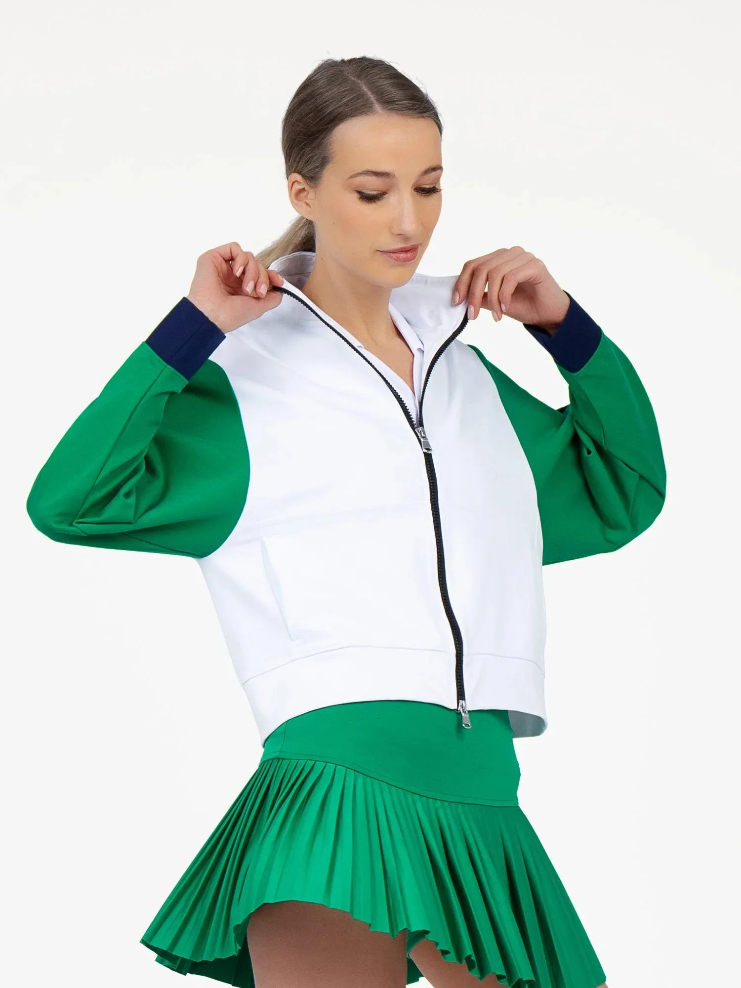 InPhorm Sofia Dolman Knit Jacket White/Ivy&nbsp;