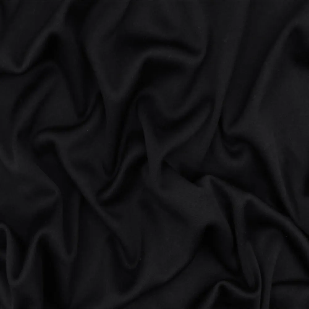 Jet Black Solid Stretch Nylon Interlock Knit Fabric