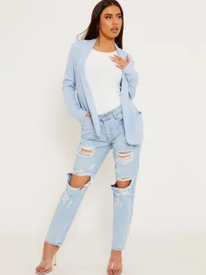 Kris Textured Open Blazer In Blue