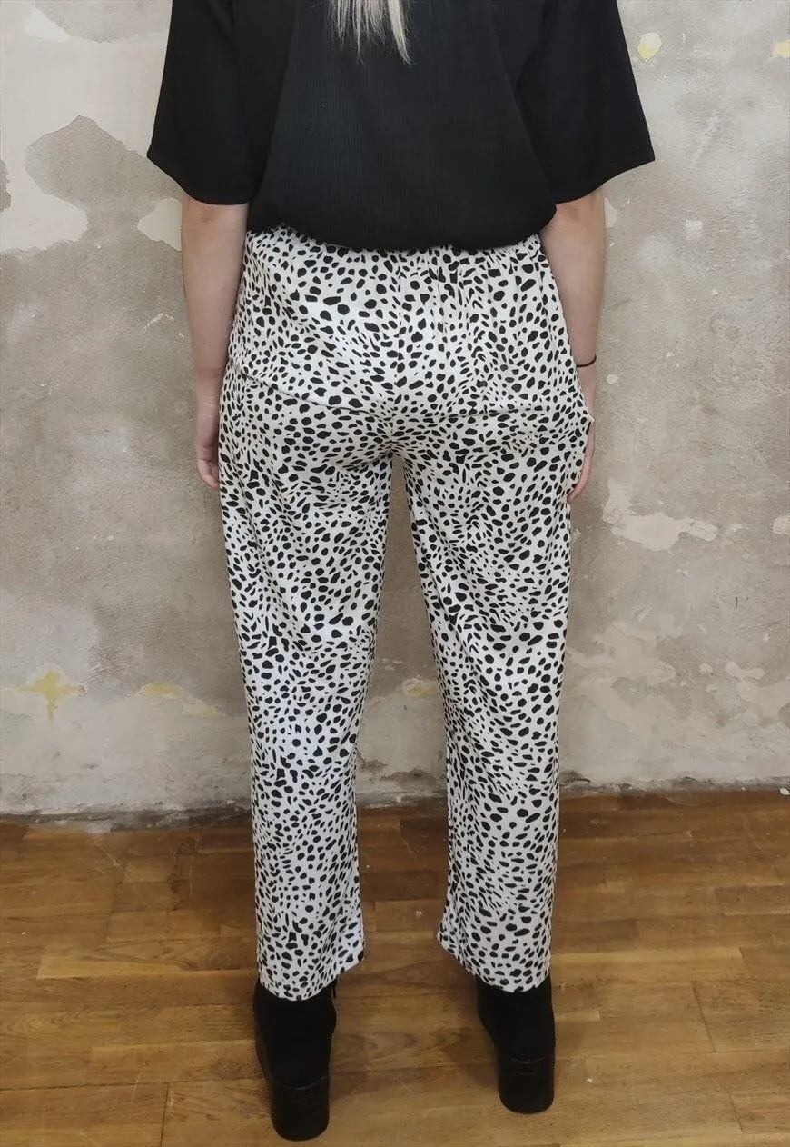 Leopard print joggers thin animal print overalls in white