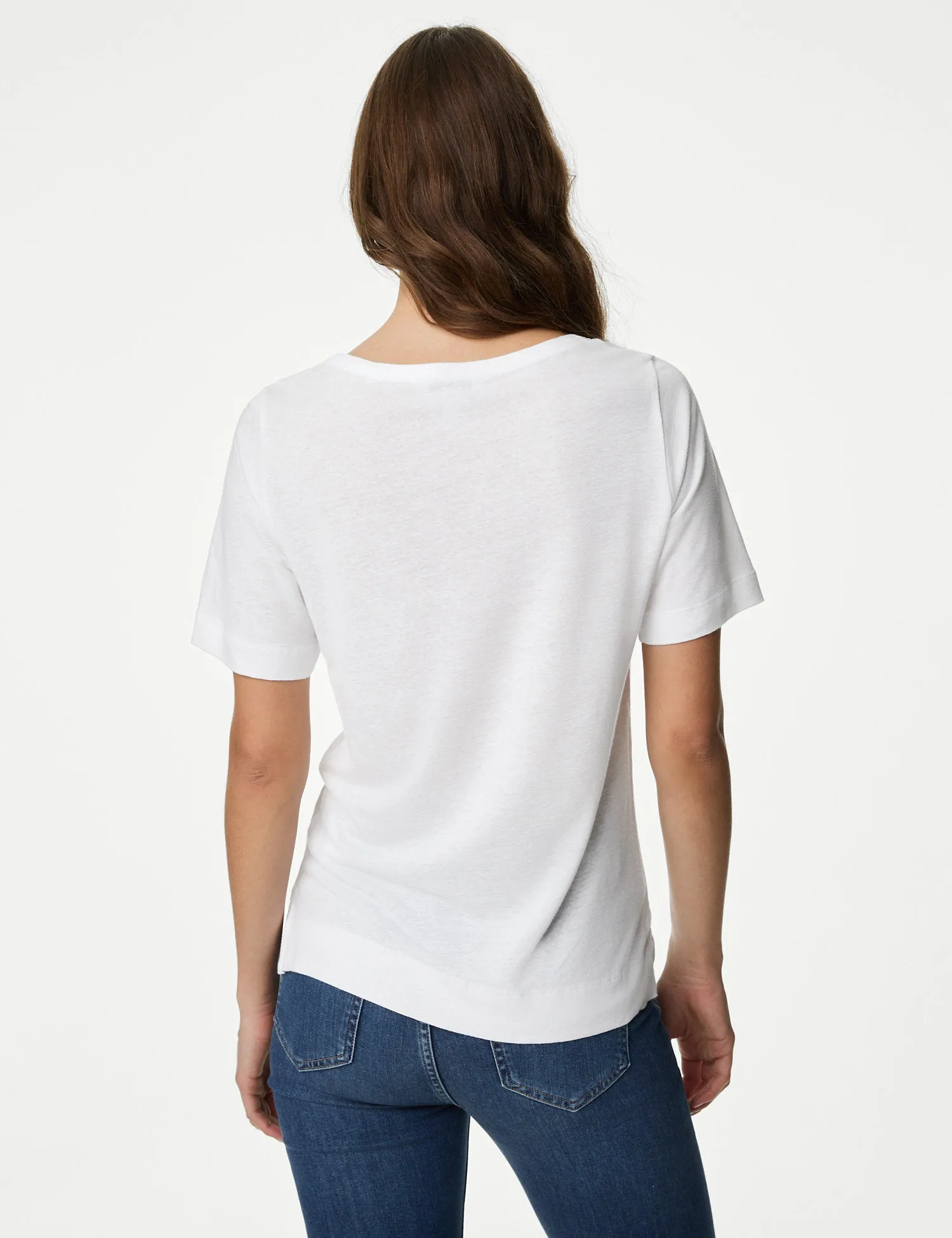 Linen Blend V-Neck Top