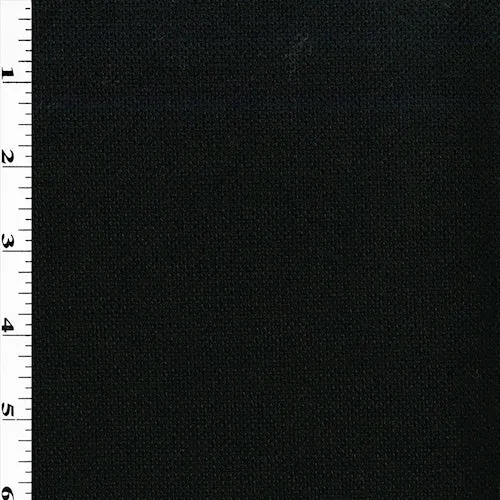 Luminous Black Wool Blend Basket Dobby Woven Suiting Fabric