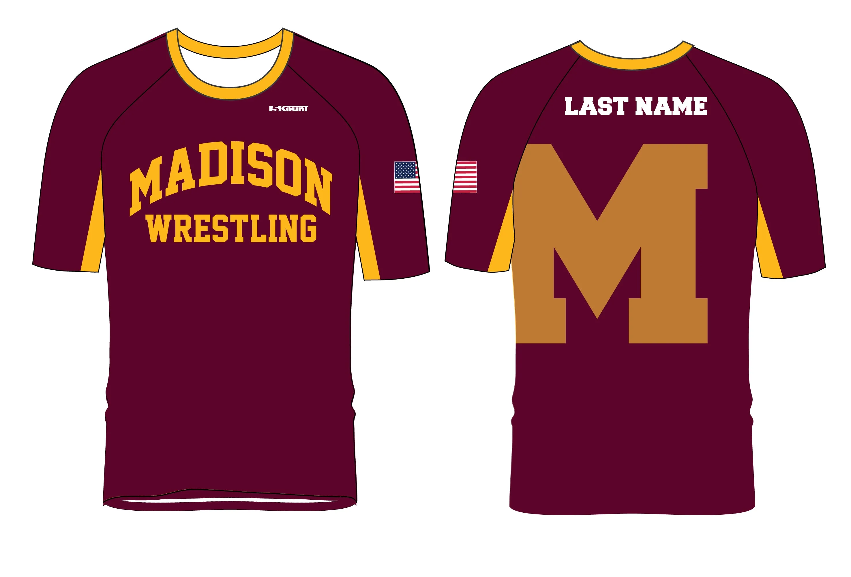 Madison Wrestling Sublimated Fight Shirt - Maroon