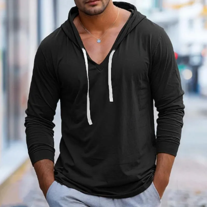 Men's Casual Hooded Cotton Blended Slim Fit Long Sleeve T-Shirt 80581802M