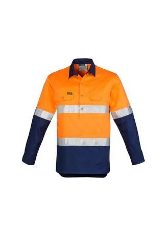 Mens Hi Vis Closed Front L/S Shirt - Hoop Taped