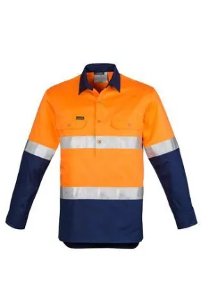 Mens Hi Vis Closed Front L/S Shirt - Hoop Taped