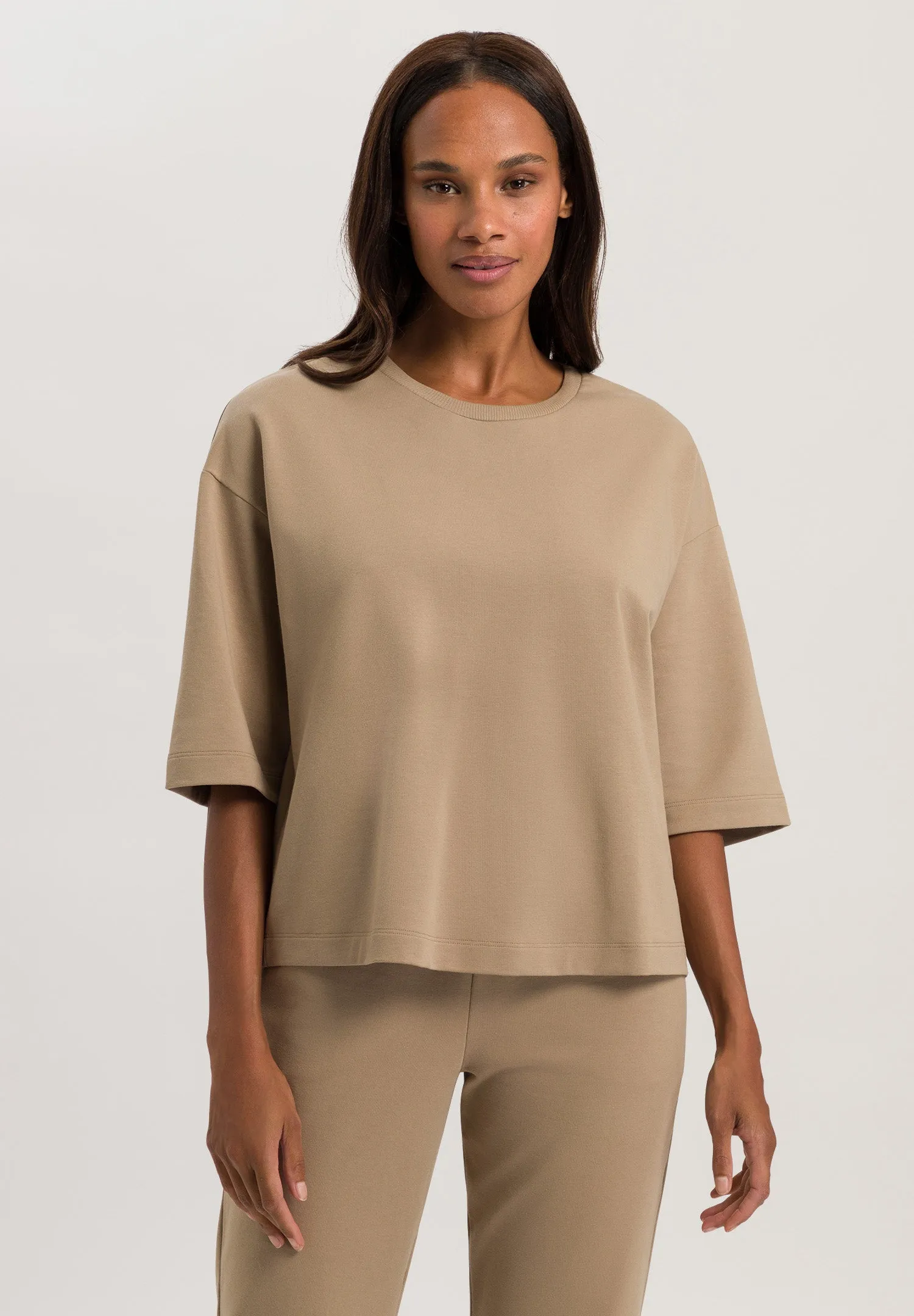 Natural Living Cotton Round Neck Top | Deep Taupe 78810-2828