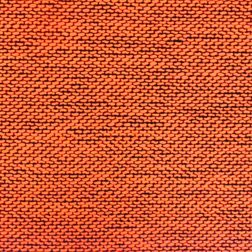 Neon Orange-Black Dotted Poly Woven Fabric