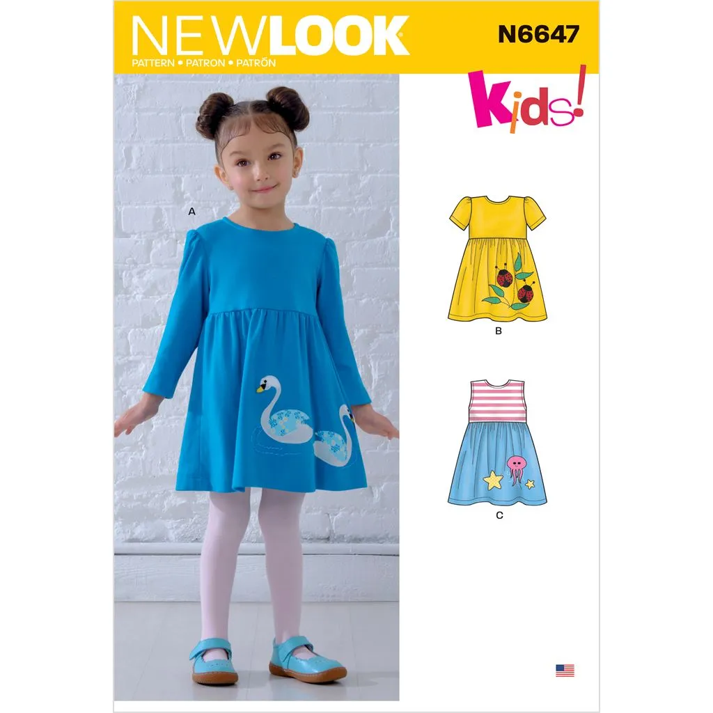 New Look Sewing Pattern N6647 Toddlers' Dresses with Appliques